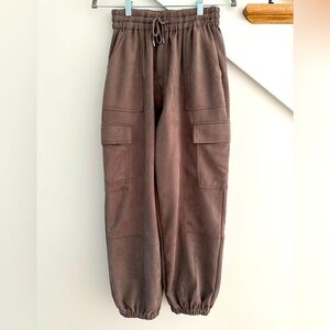 NWOT Faux suede Brown Cargo Jogger Pants